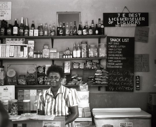 A roadside cafe and owner in Barbados, 1988