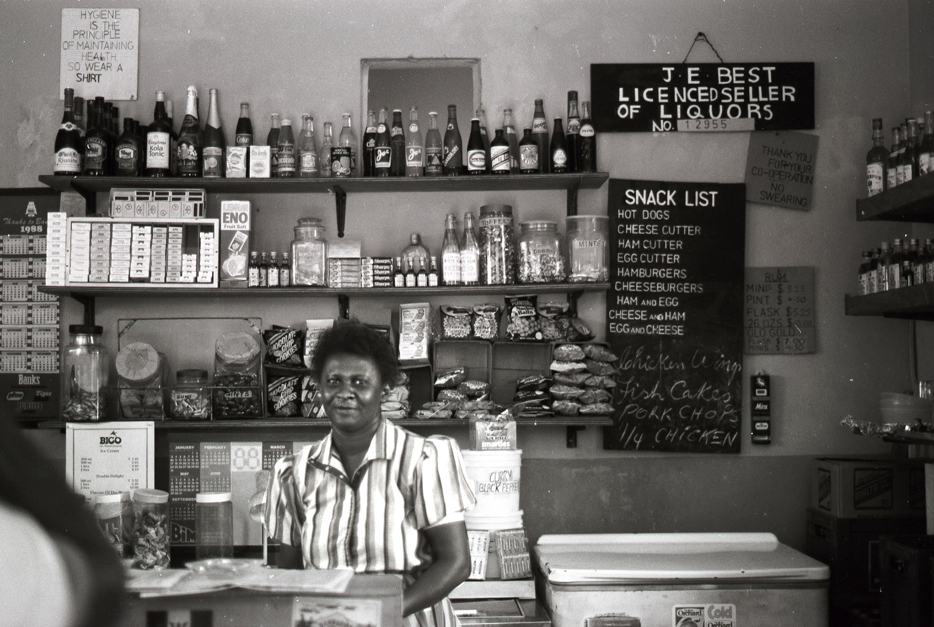 A roadside cafe and owner in Barbados, 1988